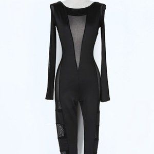 Black Sheer Mesh Jumpsuit